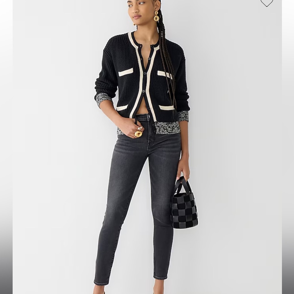 J Crew 9” High-rise Toothpick Jean in Charcoal Wash